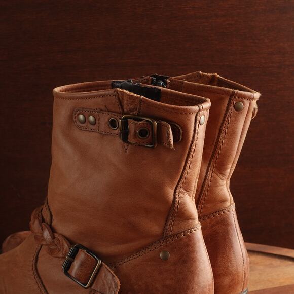 Paul Green Boots WMS SZ UK 5 US 7.5 Brown Munchen Nathan Leather Moto Ankle Zip - Picture 8 of 16